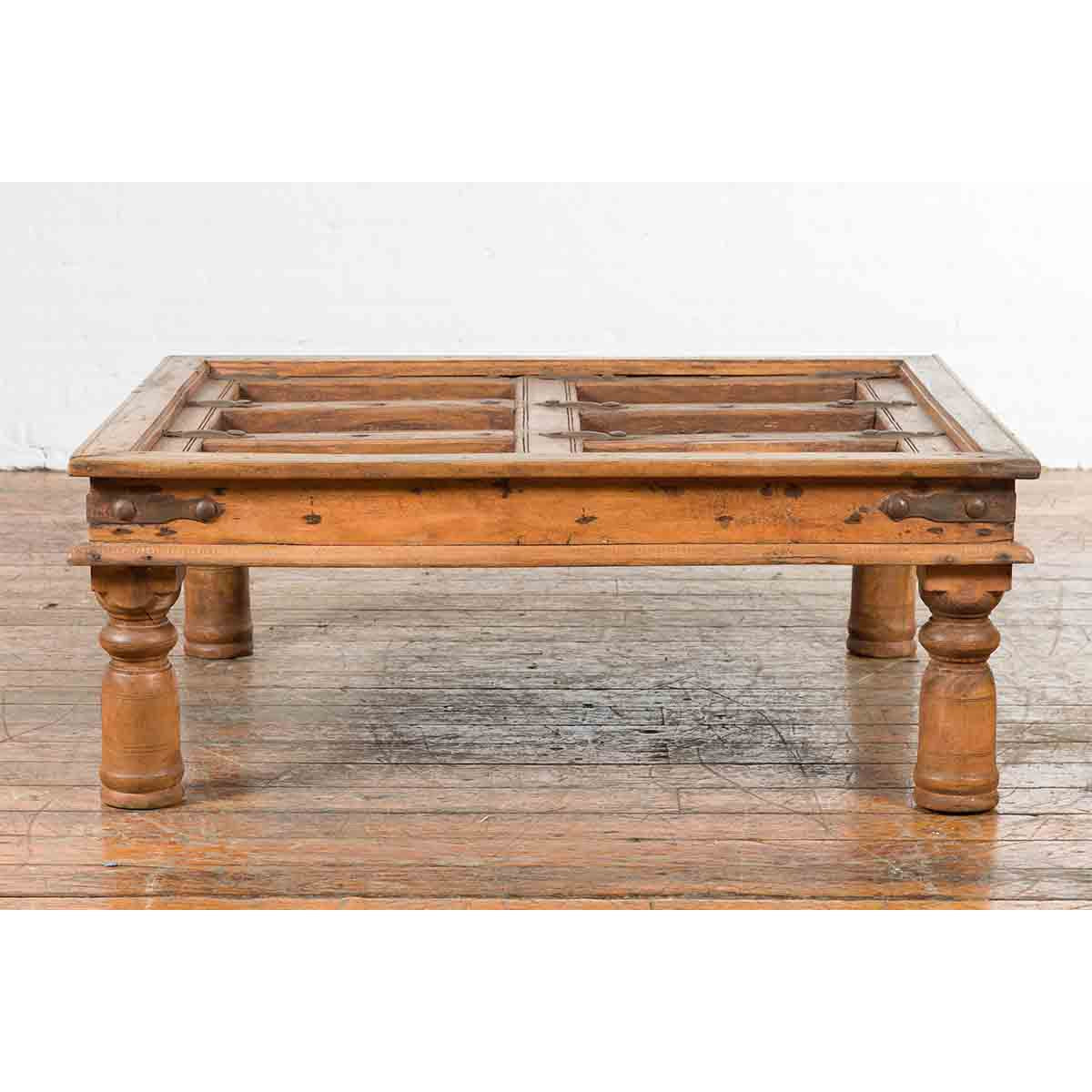 Indian 19th Century Sheesham Wood Courtyard Door Redesigned as a Coffee Table-2. Asian & Chinese Furniture, Art, Antiques, Vintage Home Décor for sale at FEA Home