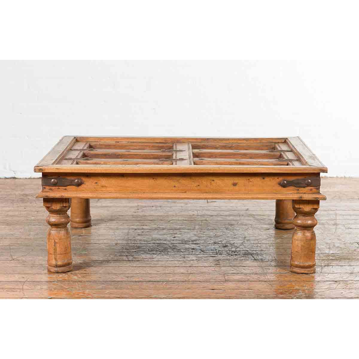 Indian 19th Century Sheesham Wood Courtyard Door Redesigned as a Coffee Table-12. Asian &amp; Chinese Furniture, Art, Antiques, Vintage Home Décor for sale at FEA Home