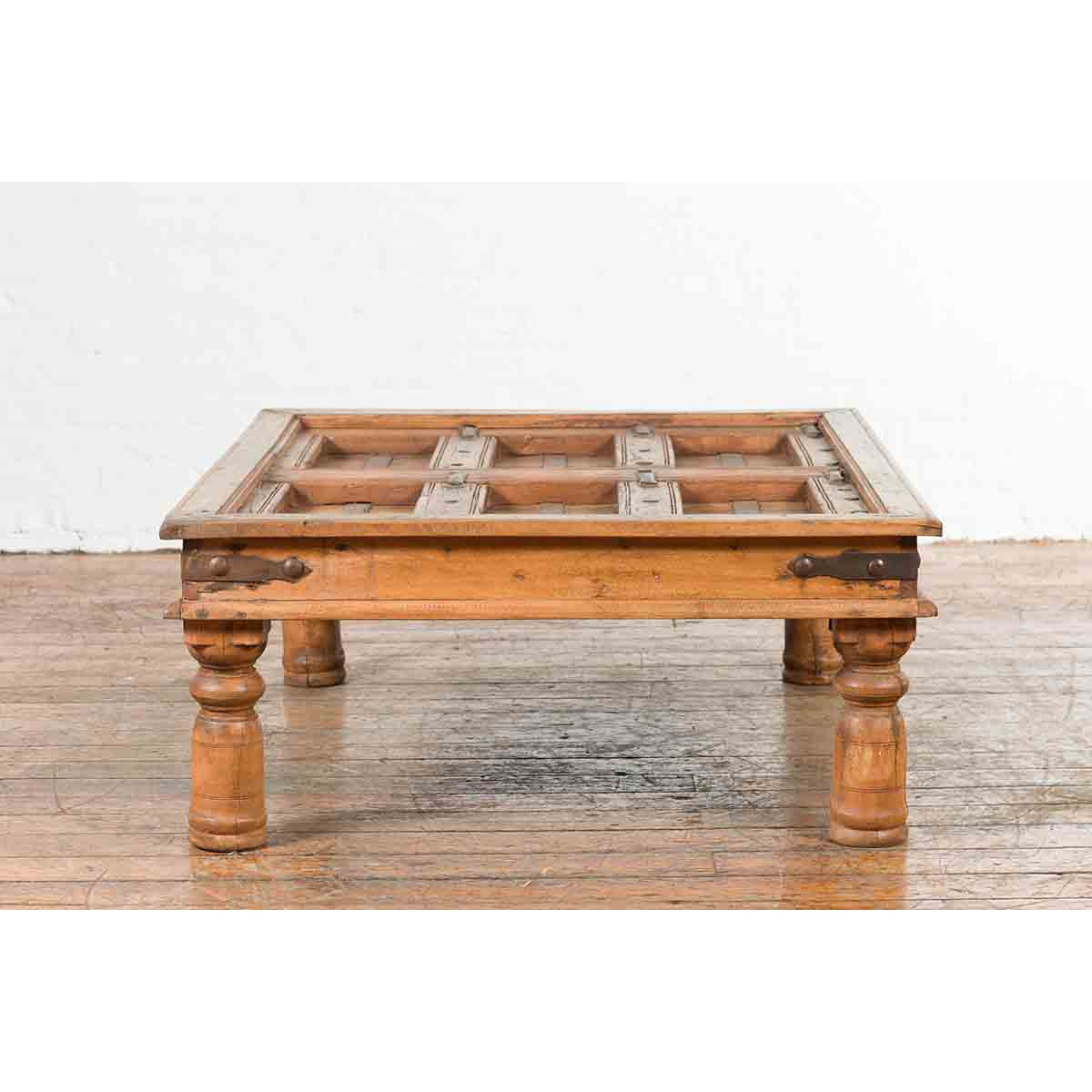 Indian 19th Century Sheesham Wood Courtyard Door Redesigned as a Coffee Table-13. Asian &amp; Chinese Furniture, Art, Antiques, Vintage Home Décor for sale at FEA Home