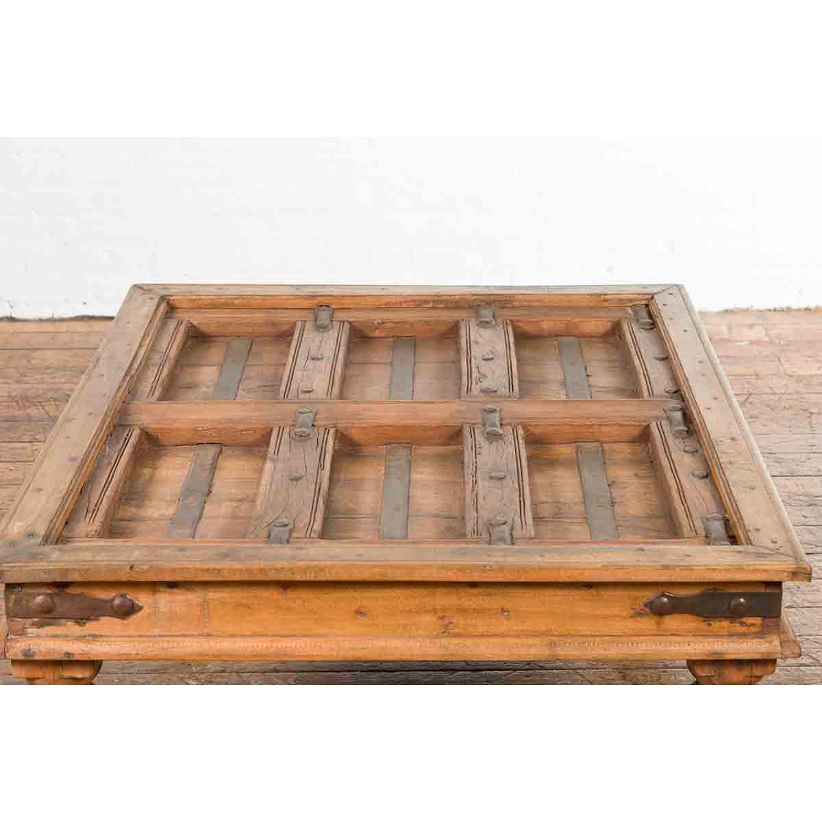 Indian 19th Century Sheesham Wood Courtyard Door Redesigned as a Coffee Table-14. Asian &amp; Chinese Furniture, Art, Antiques, Vintage Home Décor for sale at FEA Home