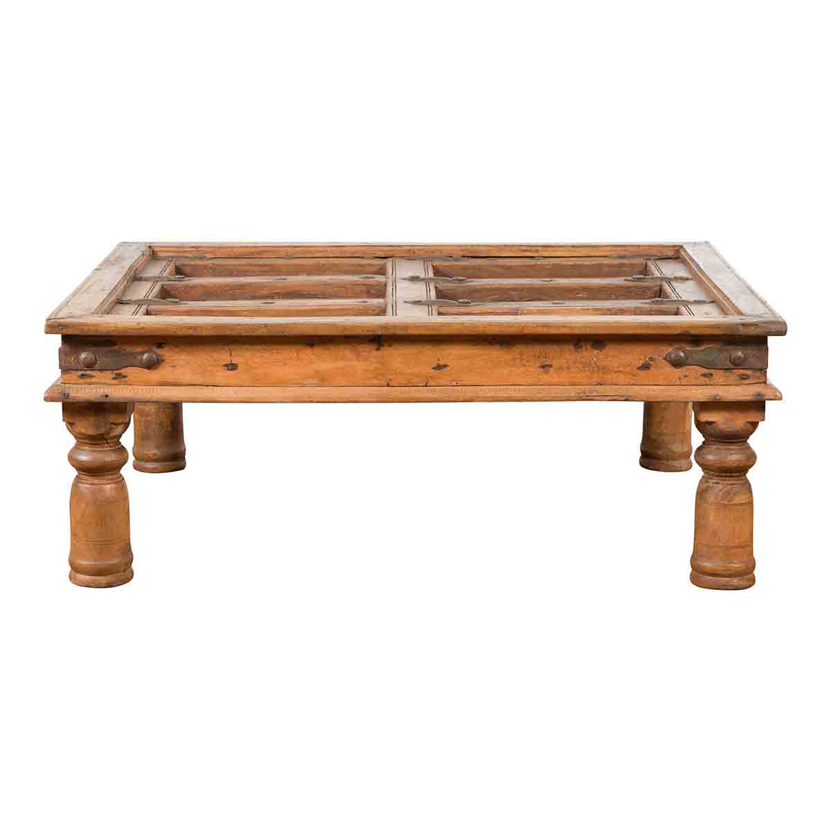 Indian 19th Century Sheesham Wood Courtyard Door Redesigned as a Coffee Table-1. Asian & Chinese Furniture, Art, Antiques, Vintage Home Décor for sale at FEA Home