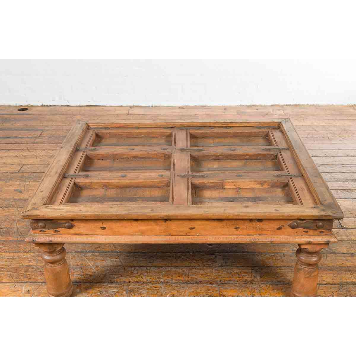 Indian 19th Century Sheesham Wood Courtyard Door Redesigned as a Coffee Table-10. Asian &amp; Chinese Furniture, Art, Antiques, Vintage Home Décor for sale at FEA Home