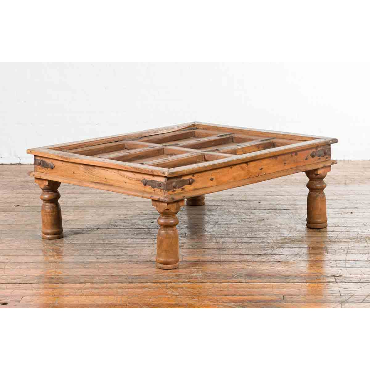 Indian 19th Century Sheesham Wood Courtyard Door Redesigned as a Coffee Table-4. Asian &amp; Chinese Furniture, Art, Antiques, Vintage Home Décor for sale at FEA Home