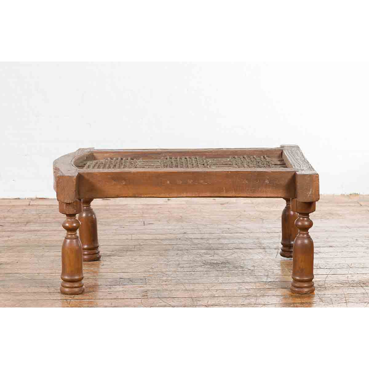 Antique Indian Arched Window Grate Made into a Coffee Table with Baluster Legs-8. Asian &amp; Chinese Furniture, Art, Antiques, Vintage Home Décor for sale at FEA Home