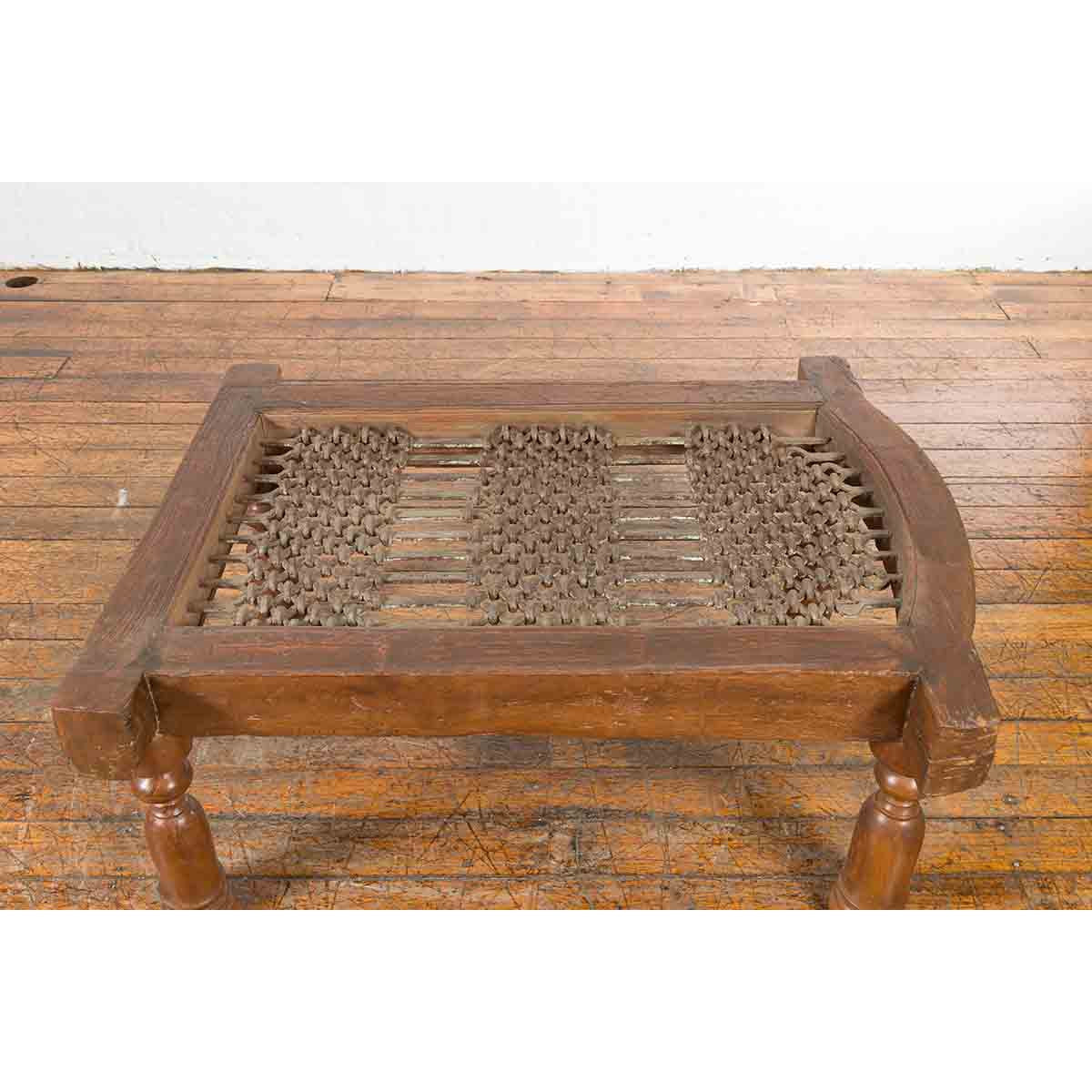 Antique Indian Arched Window Grate Made into a Coffee Table with Baluster Legs-9. Asian &amp; Chinese Furniture, Art, Antiques, Vintage Home Décor for sale at FEA Home