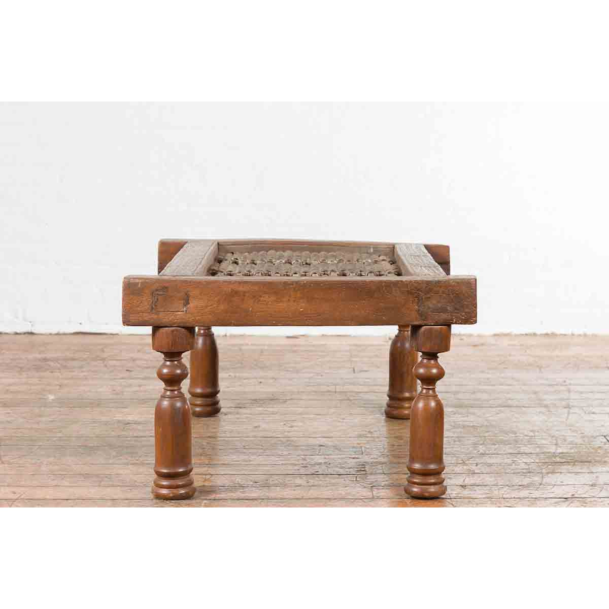 Antique Indian Arched Window Grate Made into a Coffee Table with Baluster Legs-12. Asian &amp; Chinese Furniture, Art, Antiques, Vintage Home Décor for sale at FEA Home