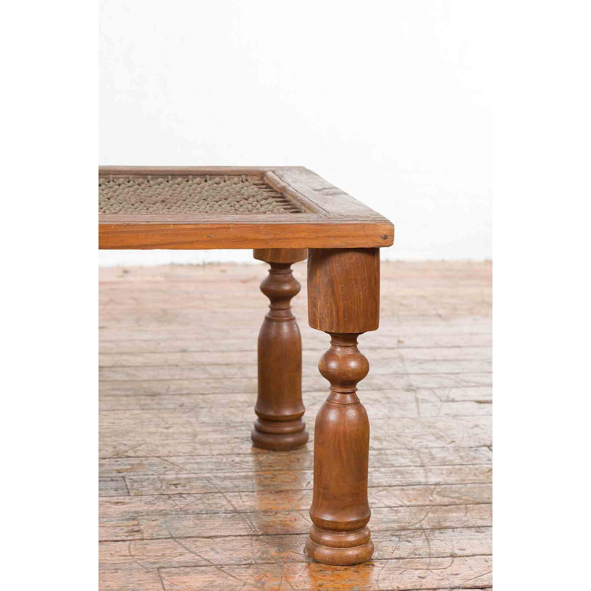 Indian Antique Window Grate Made into a Coffee Table with Turned Baluster Legs-6. Asian &amp; Chinese Furniture, Art, Antiques, Vintage Home Décor for sale at FEA Home