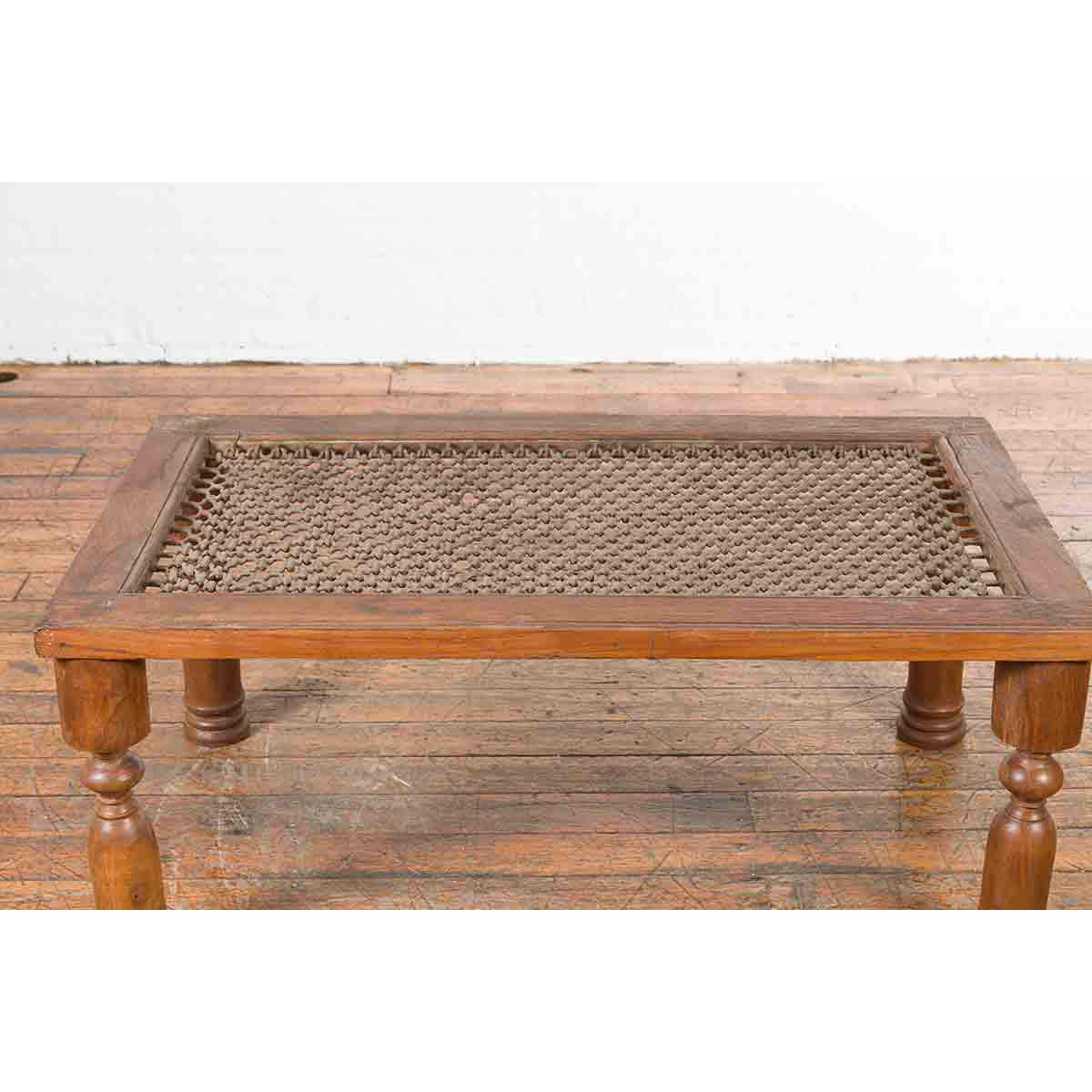 Indian Antique Window Grate Made into a Coffee Table with Turned Baluster Legs-9. Asian &amp; Chinese Furniture, Art, Antiques, Vintage Home Décor for sale at FEA Home