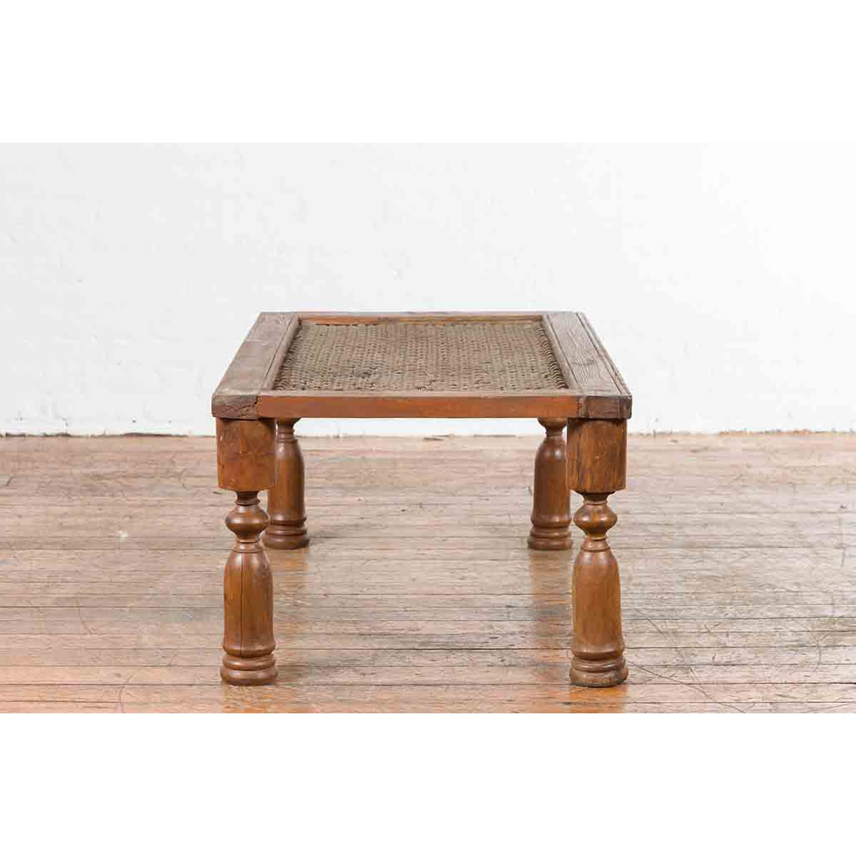 Indian Antique Window Grate Made into a Coffee Table with Turned Baluster Legs-10. Asian &amp; Chinese Furniture, Art, Antiques, Vintage Home Décor for sale at FEA Home