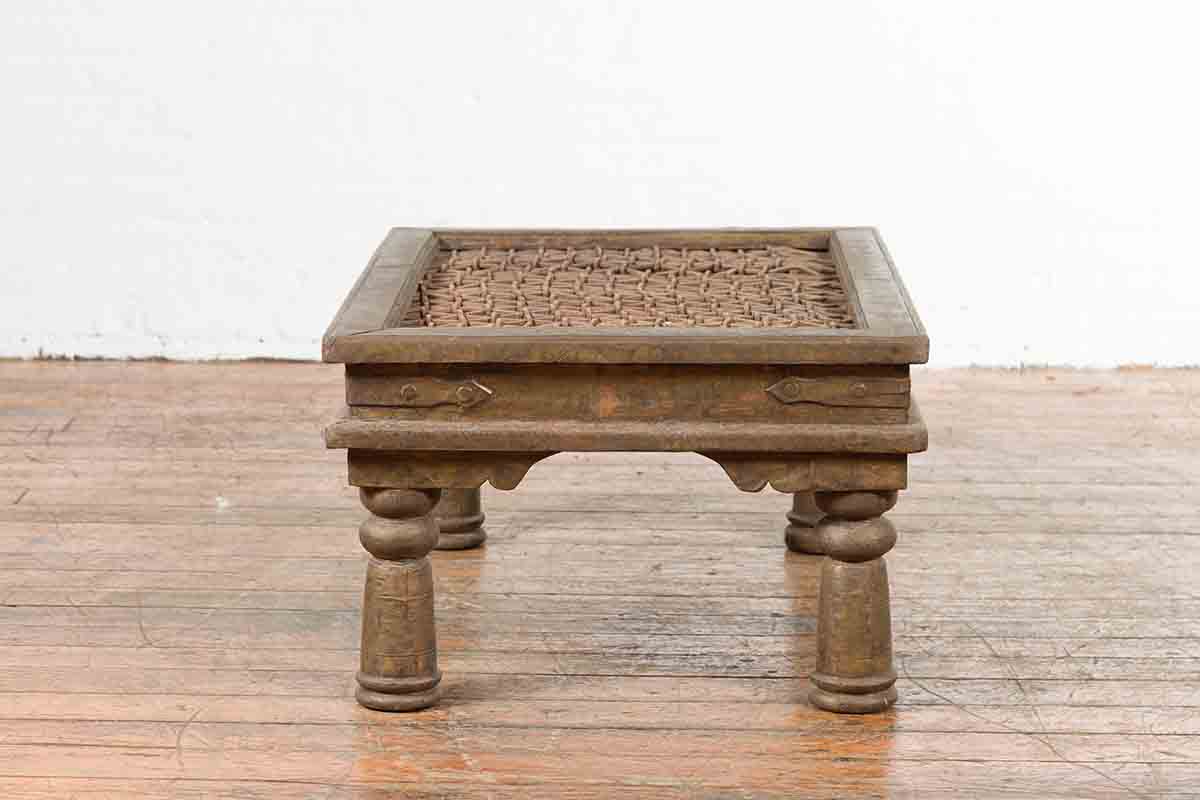 Antique Indian Metal Window Grill Made into Coffee Table with Baluster Legs-12. Asian &amp; Chinese Furniture, Art, Antiques, Vintage Home Décor for sale at FEA Home
