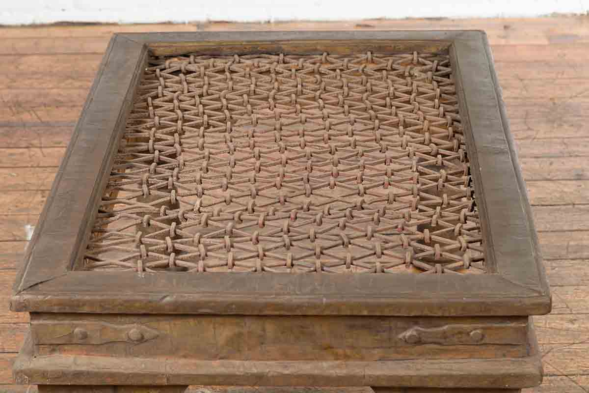 Antique Indian Metal Window Grill Made into Coffee Table with Baluster Legs-15. Asian &amp; Chinese Furniture, Art, Antiques, Vintage Home Décor for sale at FEA Home