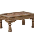 Antique Indian Metal Window Grill Made into Coffee Table with Baluster Legs-1. Asian & Chinese Furniture, Art, Antiques, Vintage Home Décor for sale at FEA Home