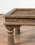 Antique Indian Metal Window Grill Made into Coffee Table with Baluster Legs-5. Asian & Chinese Furniture, Art, Antiques, Vintage Home Décor for sale at FEA Home