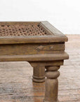 Antique Indian Metal Window Grill Made into Coffee Table with Baluster Legs-6. Asian & Chinese Furniture, Art, Antiques, Vintage Home Décor for sale at FEA Home