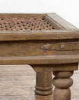 Antique Indian Metal Window Grill Made into Coffee Table with Baluster Legs-8. Asian & Chinese Furniture, Art, Antiques, Vintage Home Décor for sale at FEA Home