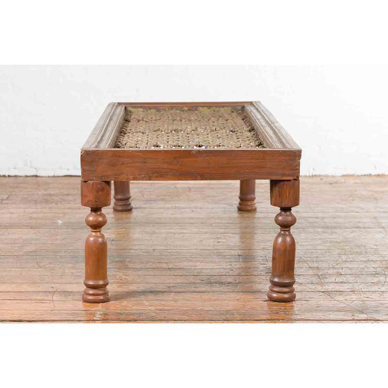 Indian Antique Window Grate Made into a Coffee Table with Turned Baluster Legs-12. Asian & Chinese Furniture, Art, Antiques, Vintage Home Décor for sale at FEA Home
