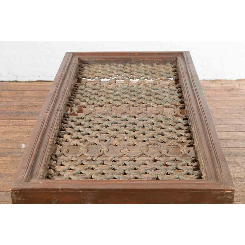 Indian Antique Window Grate Made into a Coffee Table with Turned Baluster Legs-14. Asian & Chinese Furniture, Art, Antiques, Vintage Home Décor for sale at FEA Home