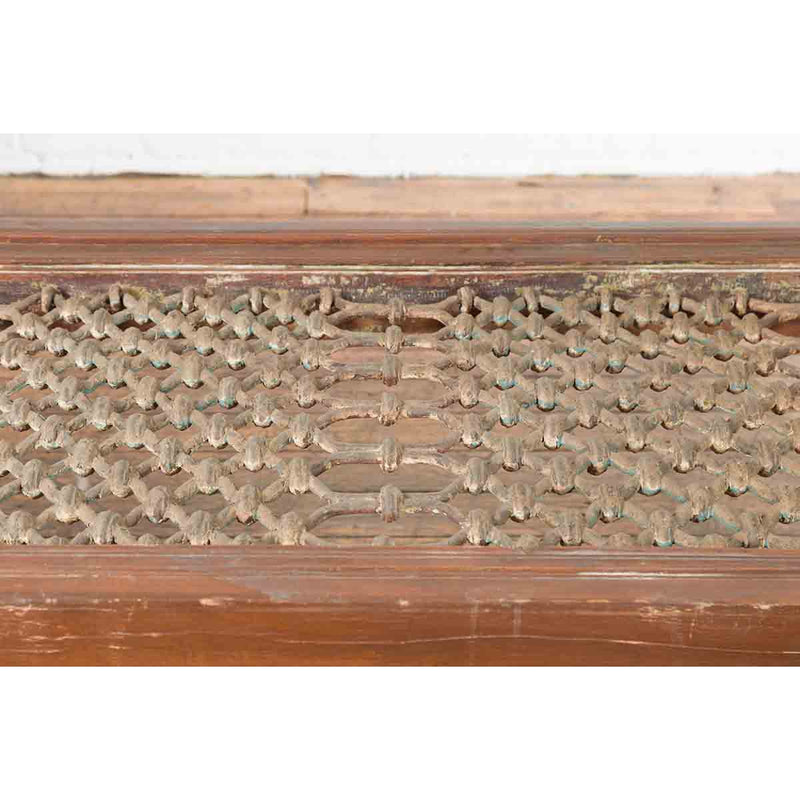 Indian Antique Window Grate Made into a Coffee Table with Turned Baluster Legs-11. Asian & Chinese Furniture, Art, Antiques, Vintage Home Décor for sale at FEA Home