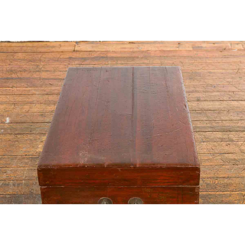 Chinese 19th Century Qing Dynasty Blanket Chest with Cinnabar Patina