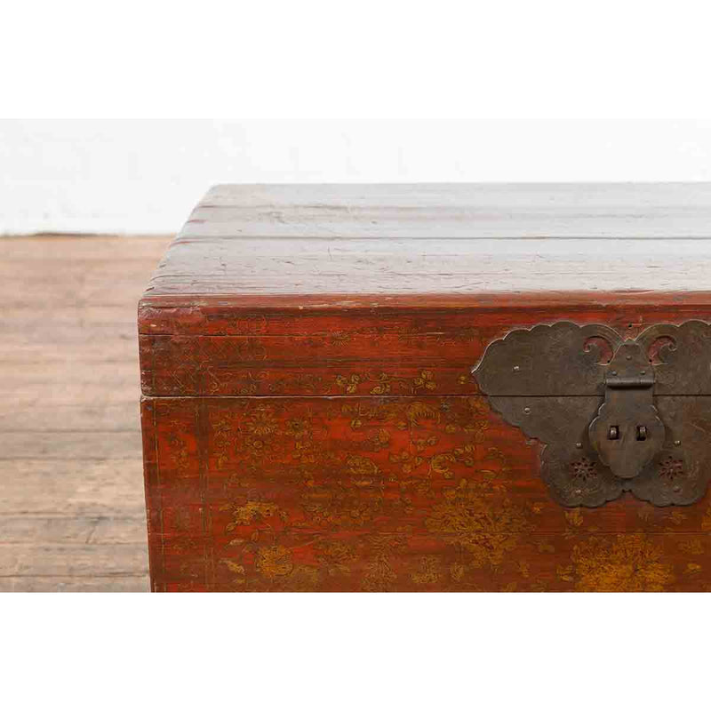 Chinese 19th Century Qing Dynasty Blanket Chest with Cinnabar Patina