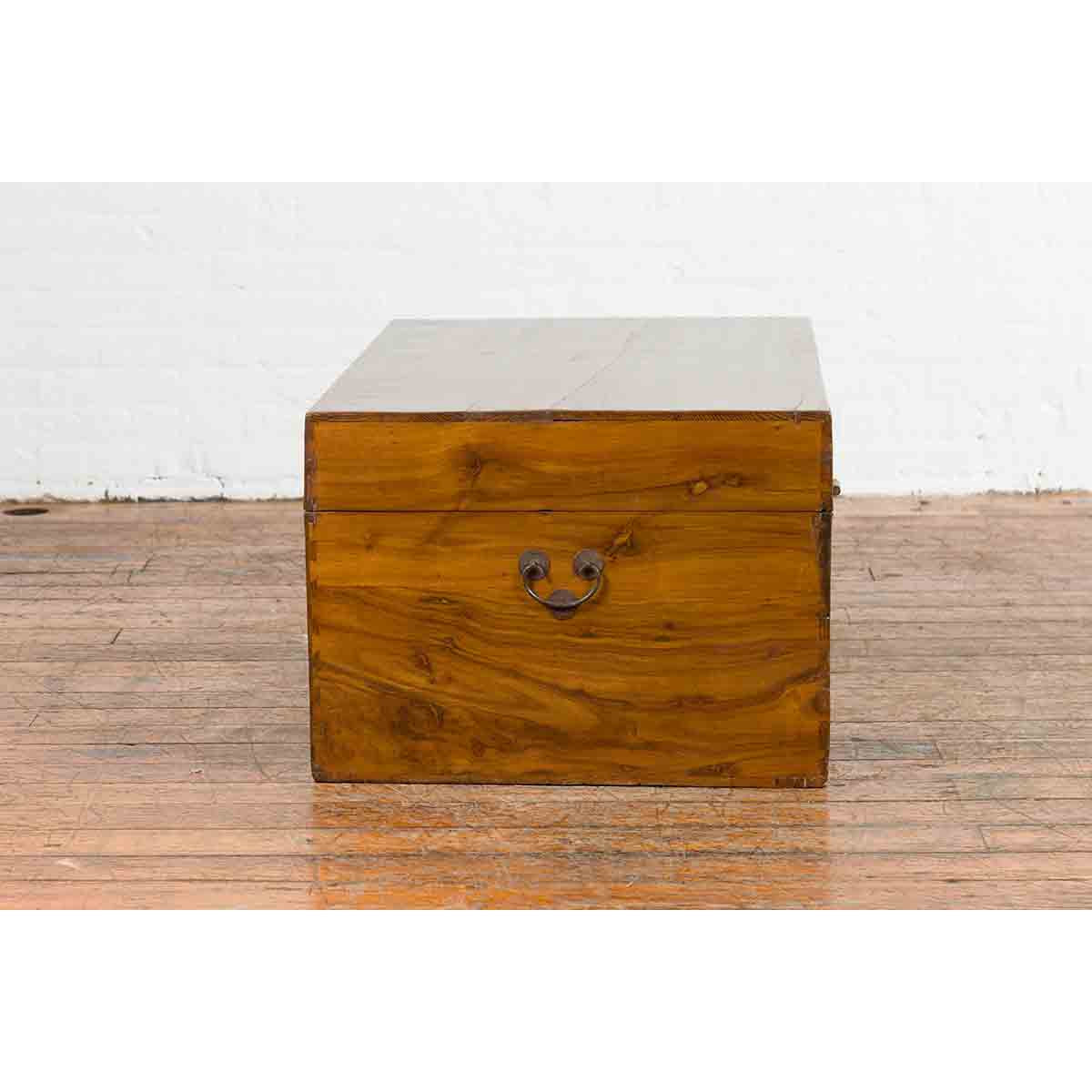 Antique Chinese Early 20th Century Elmwood Blanket Chest with Brass Hardware-13. Asian &amp; Chinese Furniture, Art, Antiques, Vintage Home Décor for sale at FEA Home