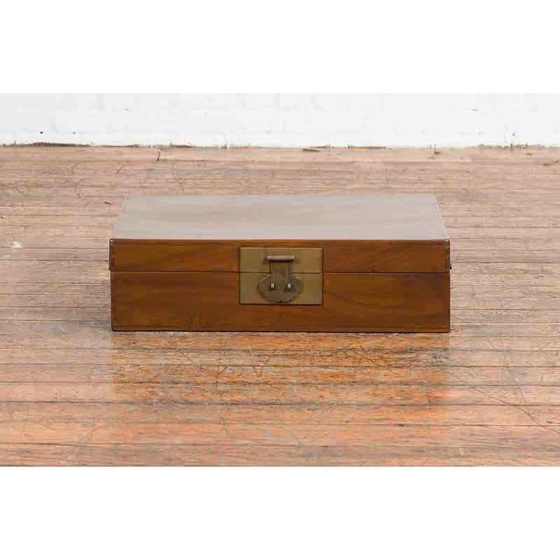 Chinese Vintage Blanket Chest with Traditional Brass Hardware and Handles