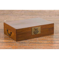 Chinese Vintage Blanket Chest with Traditional Brass Hardware and Handles