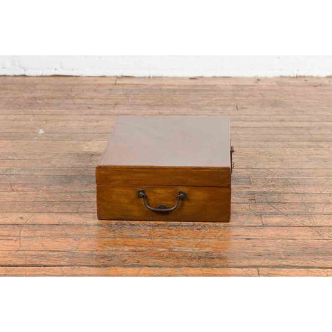 Chinese Vintage Blanket Chest with Traditional Brass Hardware and Handles