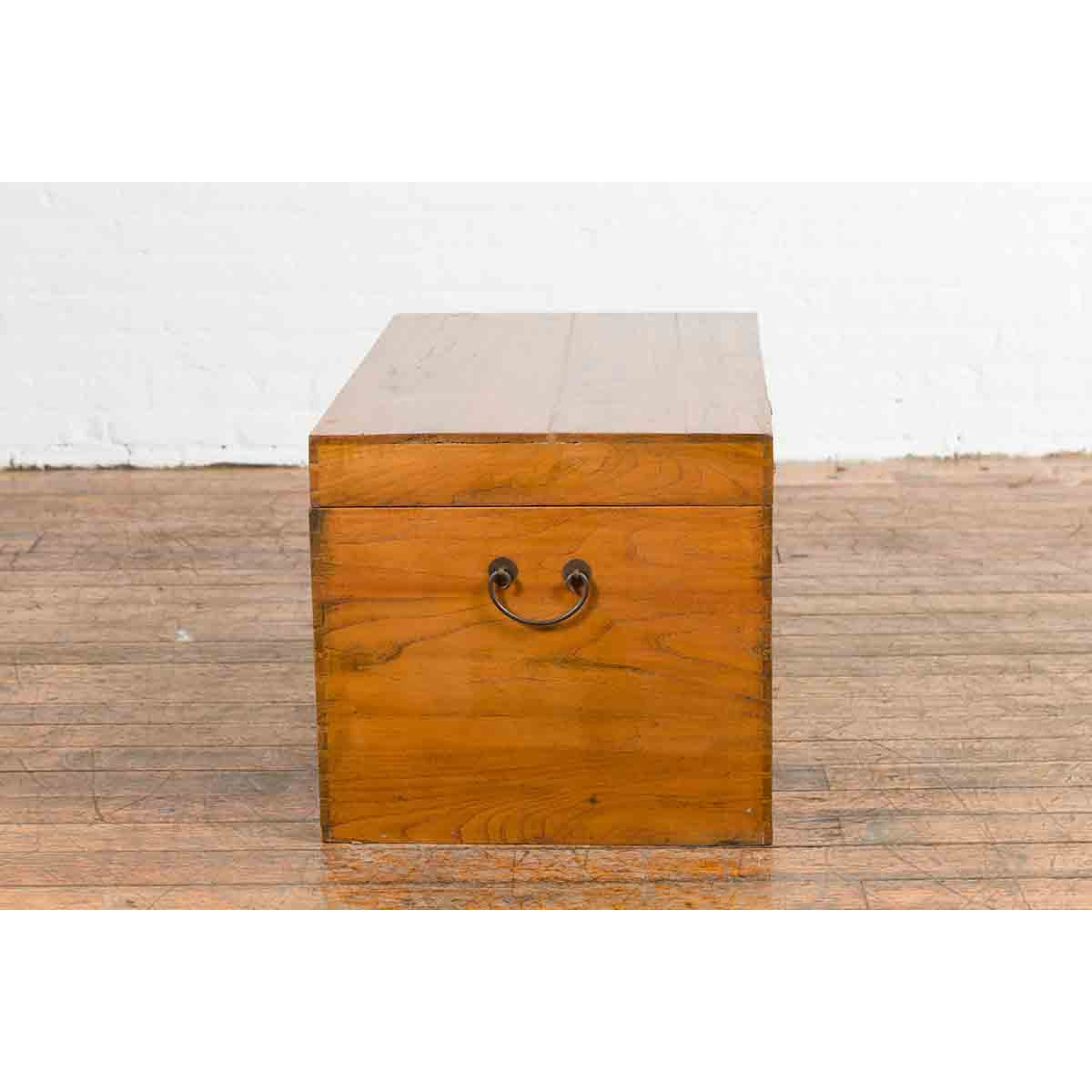 Large Vintage Chinese Wooden Blanket Chest with Brass Medallion Lock-13. Asian &amp; Chinese Furniture, Art, Antiques, Vintage Home Décor for sale at FEA Home