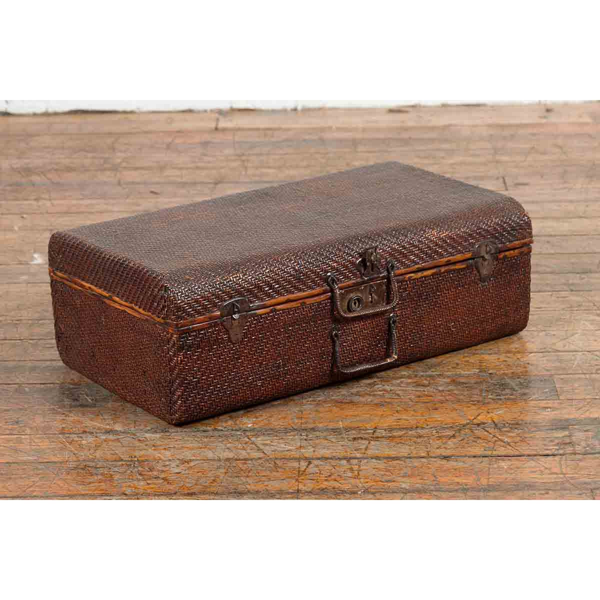 Thai 19th Century Woven Rattan over Wood Carrying Case with Painted Interior-2. Asian & Chinese Furniture, Art, Antiques, Vintage Home Décor for sale at FEA Home