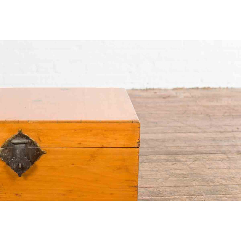 Chinese Early 20th Century Elmwood Blanket Chest with Brass Hardware