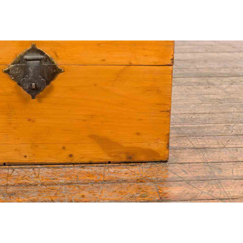 Chinese Early 20th Century Elmwood Blanket Chest with Brass Hardware