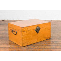Chinese Early 20th Century Elmwood Blanket Chest with Brass Hardware