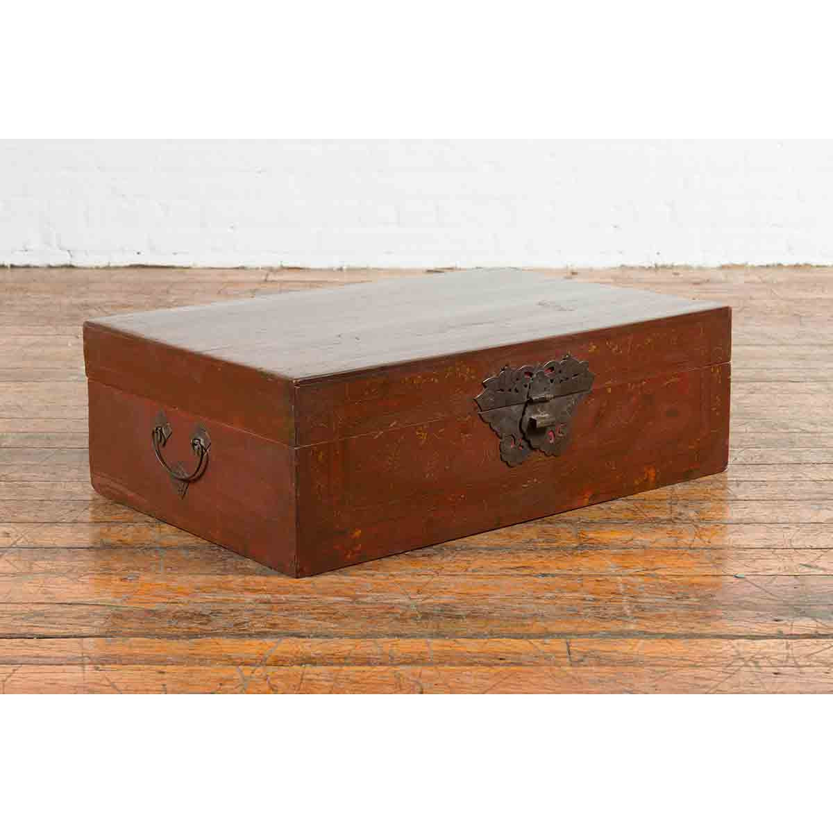 Chinese Early 20th Century Blanket Chest with Underglaze Floral Motifs-2. Asian & Chinese Furniture, Art, Antiques, Vintage Home Décor for sale at FEA Home