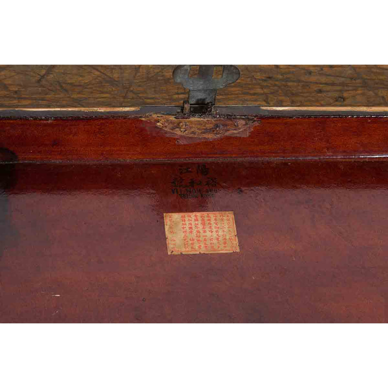 Early 20th Century Natural Elmwood Blanket Chest with Brass Side Handles-6. Asian & Chinese Furniture, Art, Antiques, Vintage Home Décor for sale at FEA Home