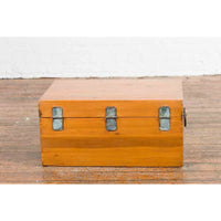 Early 20th Century Natural Elmwood Blanket Chest with Brass Side Handles