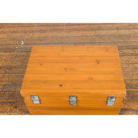 Early 20th Century Natural Elmwood Blanket Chest with Brass Side Handles