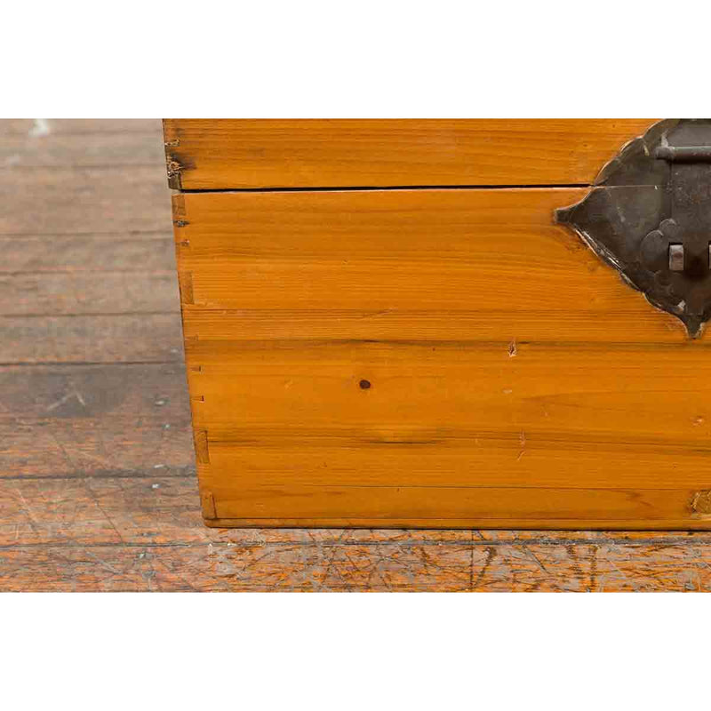 Early 20th Century Natural Elmwood Blanket Chest with Brass Side Handles-8. Asian & Chinese Furniture, Art, Antiques, Vintage Home Décor for sale at FEA Home