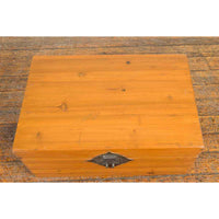 Early 20th Century Natural Elmwood Blanket Chest with Brass Side Handles