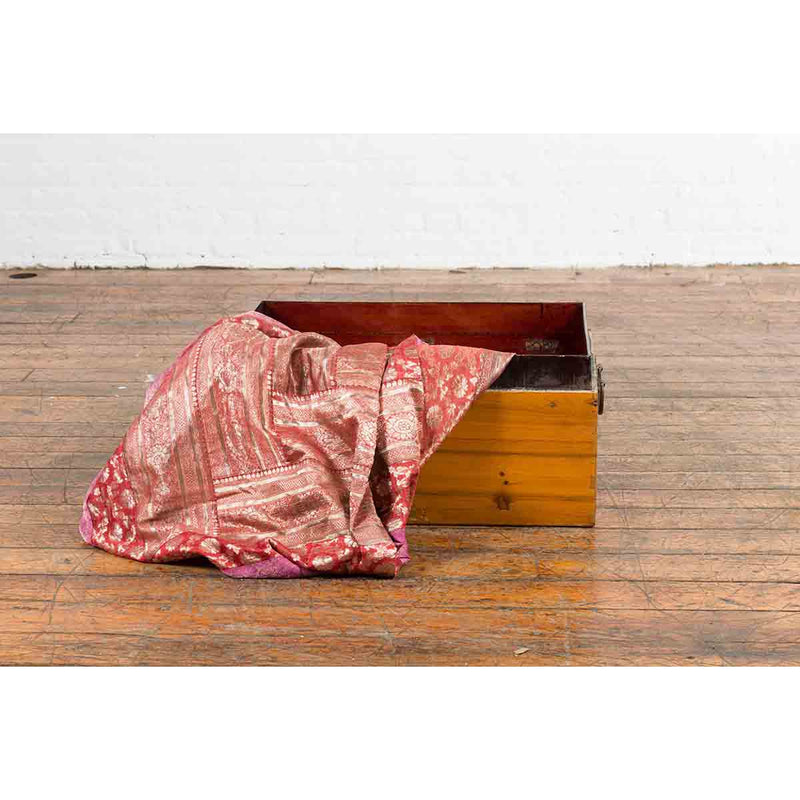 Early 20th Century Natural Elmwood Blanket Chest with Brass Side Handles-5. Asian & Chinese Furniture, Art, Antiques, Vintage Home Décor for sale at FEA Home