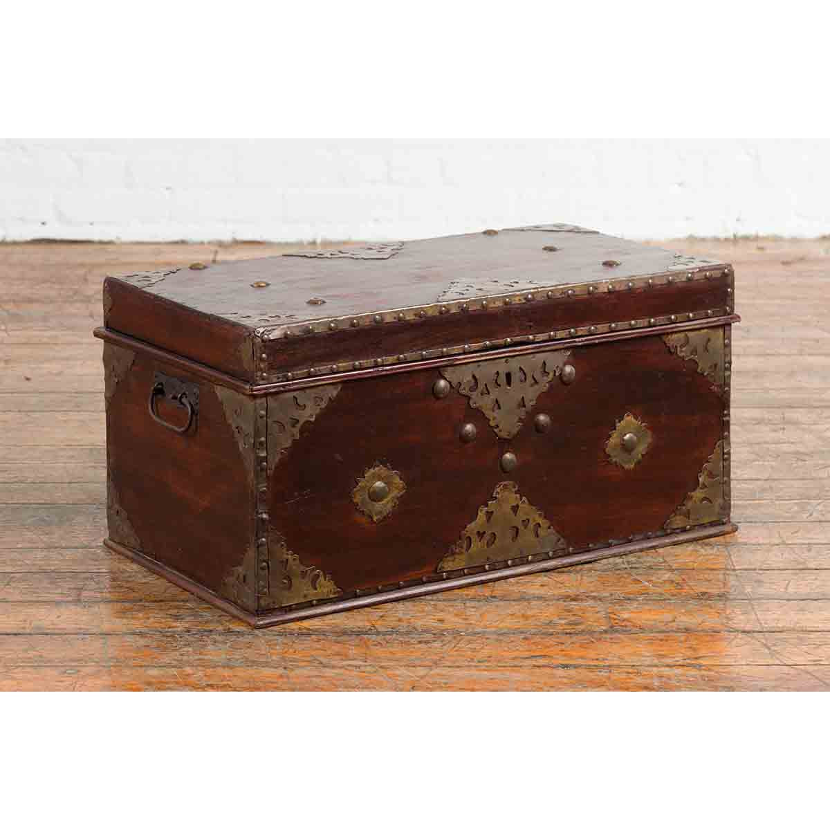 Indonesian 19th Century Wooden Blanket Chest with Detailed Brass Hardware-2. Asian & Chinese Furniture, Art, Antiques, Vintage Home Décor for sale at FEA Home