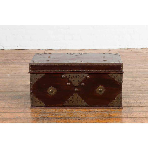 19th Century Wooden Blanket Chest with Brass Hardware FEA Home