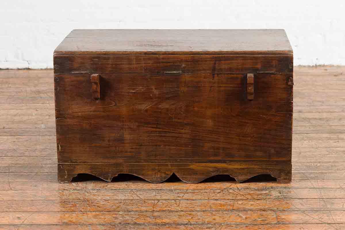 Indian Vintage Wedding Chest with Brass Foliage Décor and Multiple Compartments-20. Asian &amp; Chinese Furniture, Art, Antiques, Vintage Home Décor for sale at FEA Home