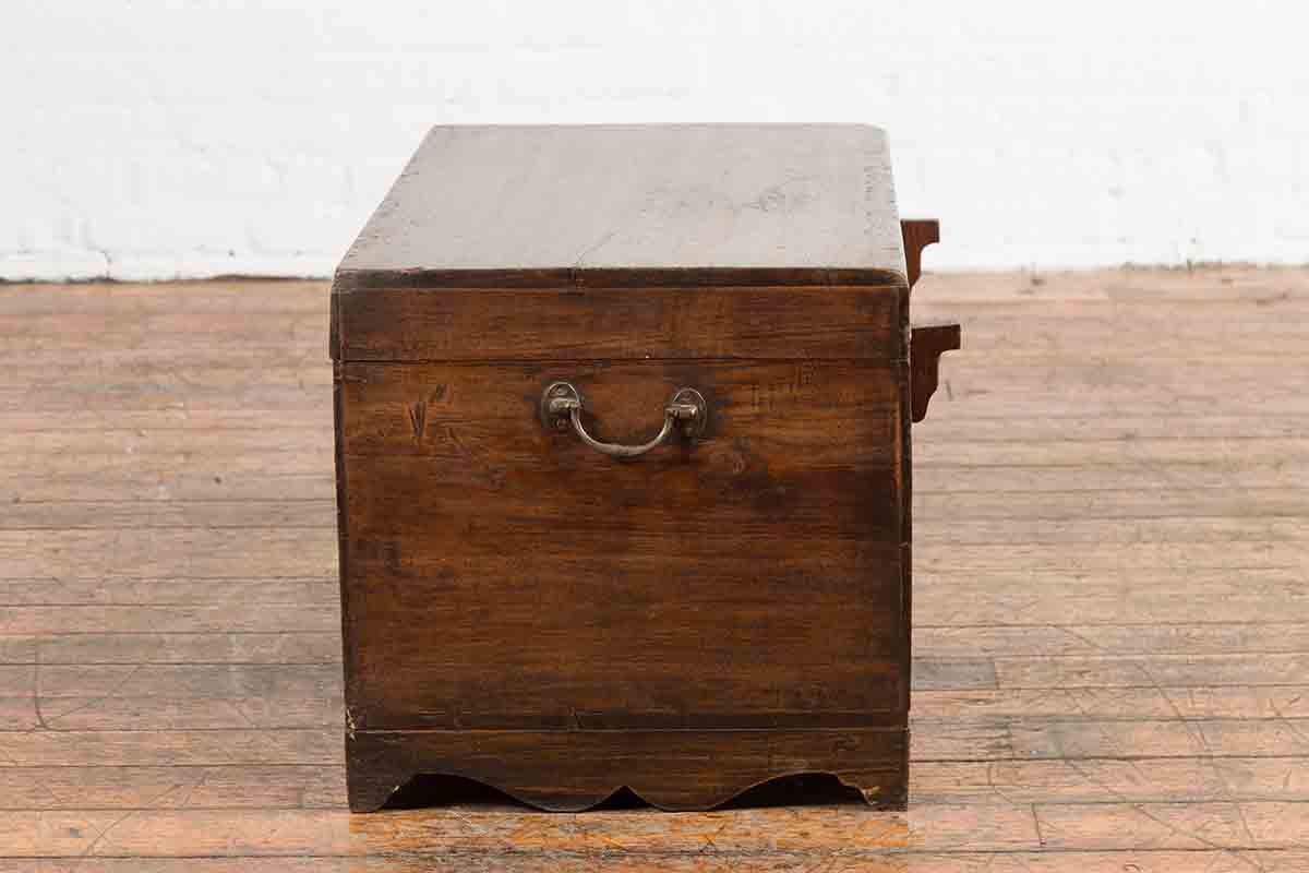 Indian Vintage Wedding Chest with Brass Foliage Décor and Multiple Compartments-21. Asian &amp; Chinese Furniture, Art, Antiques, Vintage Home Décor for sale at FEA Home