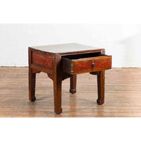 Chinese 19th Century Qing Dynasty Distressed Side Table with Cinnabar Underglaze