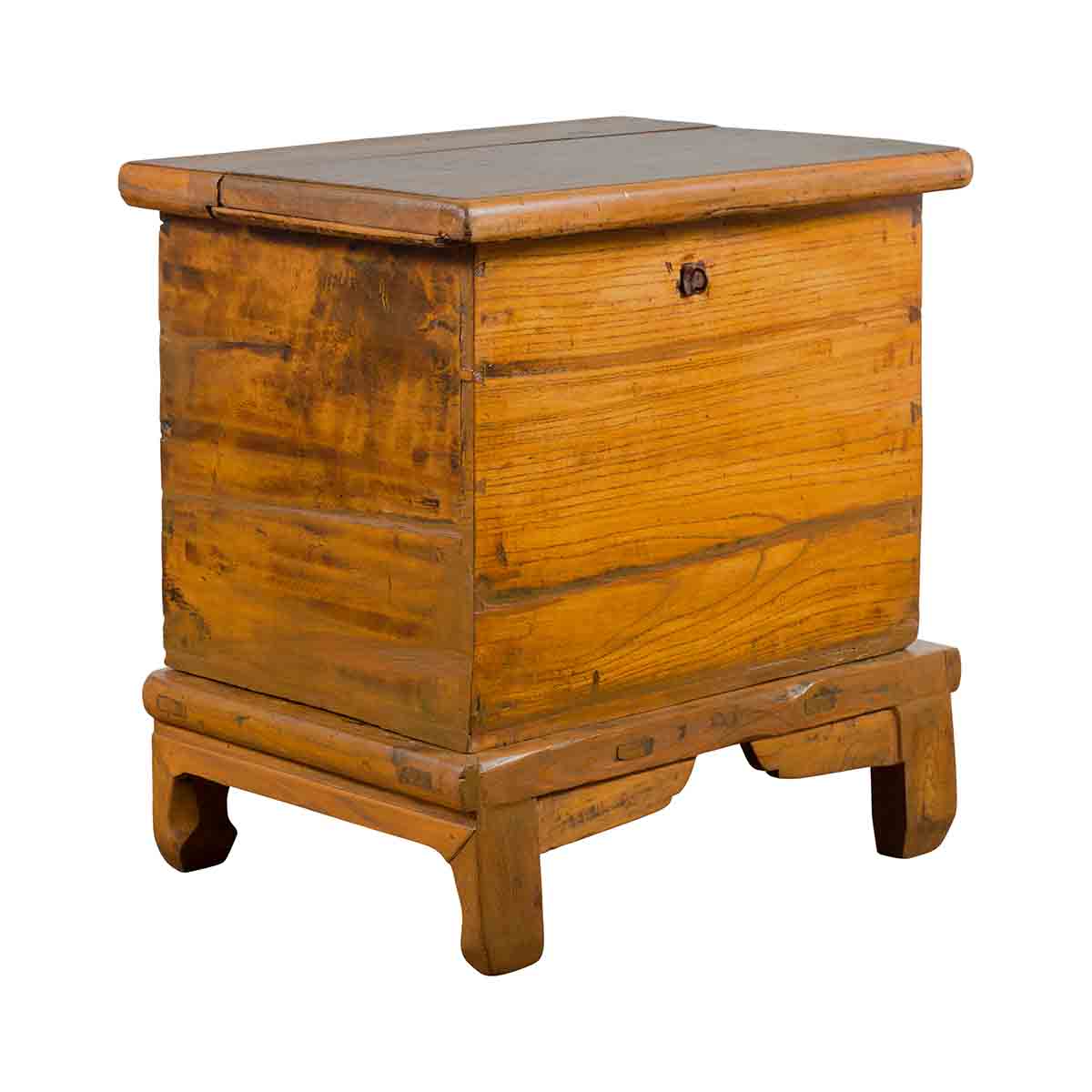 Small Chinese Qing Dynasty 19th Century Elmwood Two-Piece Storage Cabinet-1. Asian & Chinese Furniture, Art, Antiques, Vintage Home Décor for sale at FEA Home
