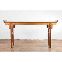 Chinese Vintage Altar Table with Everted Flanges and Natural Brown Patina