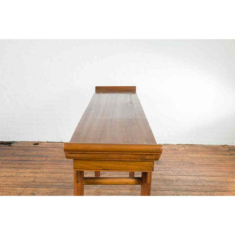 Chinese Vintage Altar Table with Everted Flanges and Natural Brown Patina
