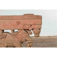 Pair of Antique Indian Carved Stone Bas-Reliefs Depicting Men Riding Elephants