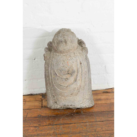 Chinese Vintage Carved Stone Bust of Guanyin, Bodhisattva of Compassion